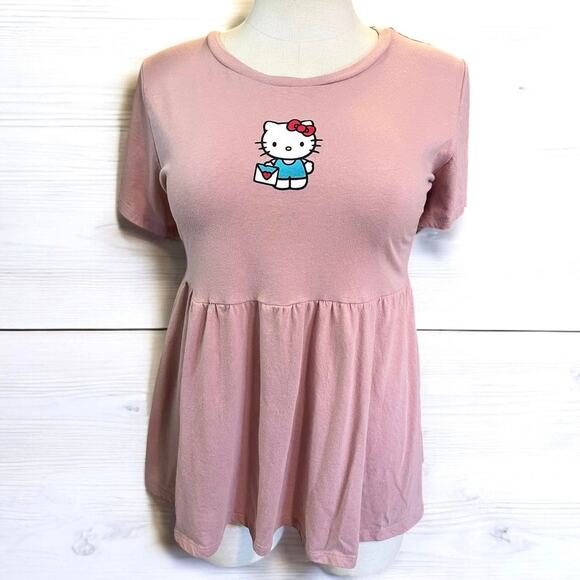 Torrid Plus Size 3 Hello Kitty Pink Empire Babydoll Knit Top Cat Anime Punk 3X - Picture 2 of 3
